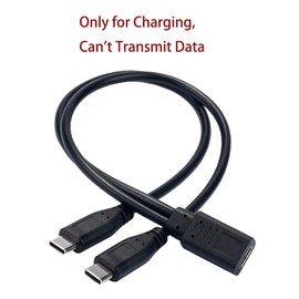 Qaoquda USB C Splitter Charge Cable,1 Feet USB Type C 1 Female to 2 Dual Male Y Splitter Extension Charging Cable(Only for Charging,Can't Transmit Data)