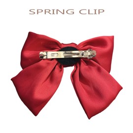 SEVENHEAD Bow Hair Clips Dark Pink Spring Hair Clip 1 Pack Barrettes Large Big Oversized Knot Bowknot Satin French Barrettes Snap Hair Clips Ponytail Holders Accessories for Women Girls Teens