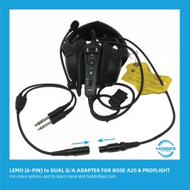 Hobbsflyer.com A20 6-Pin LEMO to Twin Plug General Aviation (G/A) Adapter For Bose A20 Headset