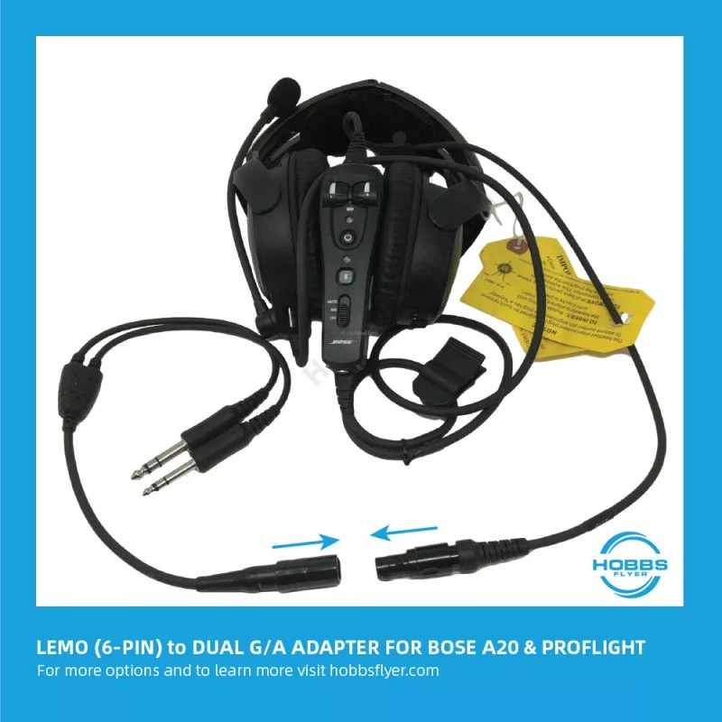 Hobbsflyer.com A20 6-Pin LEMO to Twin Plug General Aviation (G/A)