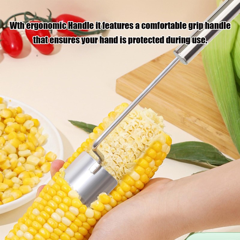 2024 New 2Pcs Long Handle Stainless Steel Corn Stripping Tool,