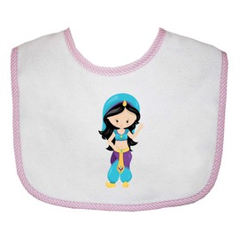 Jasmine Cotton Boys-Girls Baby Terry Bib Gingham Trim - Pink, One Size