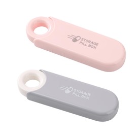 Tablettenbox Pillendose，Pillendose klein für unterwegs，Pillenbox für Vitamine, Medikamente, Pillen, Gute Dichtleistung, Erhaltung der medizinischen Eigenschaften. (Grau+Rosa)