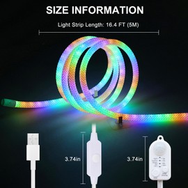 Cofiveevo Indoor unidirectional Motion Step Lights, 5V USB Human Body Sensing Staircase Light, Equipped with dimmer and Timing Function, Suitable for Staircase handrails, bedrooms, corridors (16.4ft)