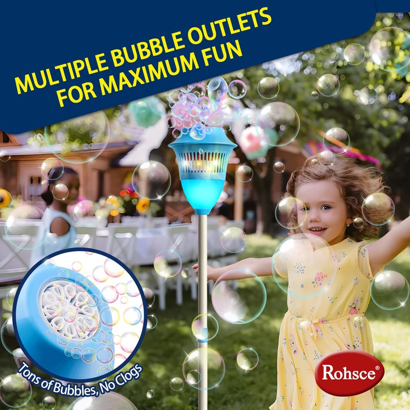 ROHSCE Automatic Bubble Machine with LED Lights & Music, Tall