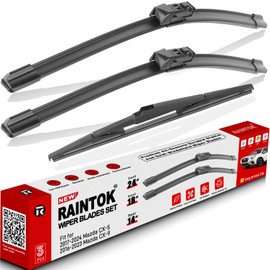 RAINTOK Windshield Wiper Blades Replacement for Mazda CX-5 CX-9 2017 2018 2019 2020 2021 2022-2024 CX5 CX9 Original Factory Quality Front Rear Wipers Blade Set for My Car - 24" 18" 14" (Pack of 3)