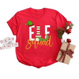 Santa's Helper Squad Shirt, Christmas Unisex Shirt, Funny Christmas T-Shirt, Christmas Squad Tee, Family Christmas Matching Shirts, Christmas Gift (ADULT S, RED)