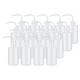 PATIKIL 18 Pcs 250ml Plastic Wash Bottles, Bent Nose, Multi-Purpose (Plant Care, Lab, Office), Transparent, Reusable, Squeeze Bottle, Angle Neck Bottle, 8 Ounce Capacity