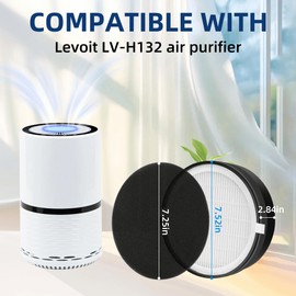 LV-H132 Replacement Filter for LEVOIT LV-H132 Air Purifier, 3-in-1 H13 True HEPA Filter Replacement Part LV-H132-RF, 3 Pack