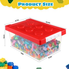 Vicenpal 4 Pack Toy Storage Containers with Lids Brick Shaped Kids Storage Organizer Box Containers Plastic Stackable Organizer Bin