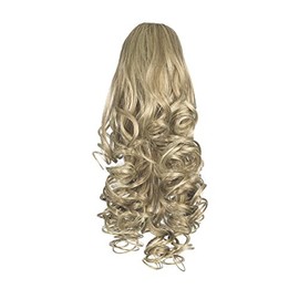 Love Hair Extensions Curly Crocodile Clip Synthetic Hair Ponytail Colour 10/22 Medium Ash Brown/Beach Blonde 12 -Inch