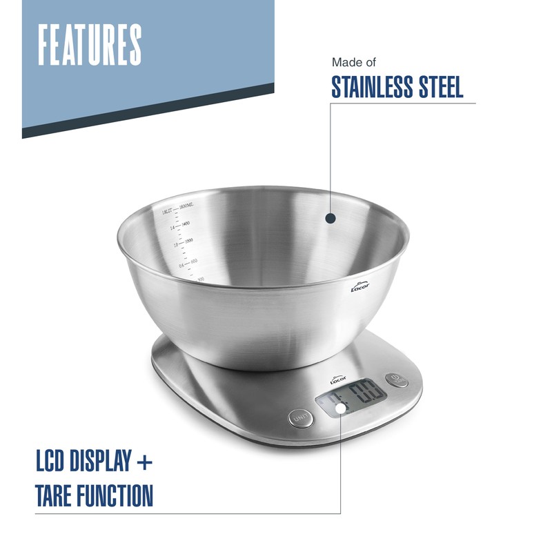Lacor Digital Scale High Precision Removable Tray Stainless Steel LCD