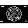 Firefighter Emblem Engraved Car Tag Diamond Etched on Black Aluminum