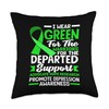 I Wear Green Support Depression Awareness Throw Pillow
