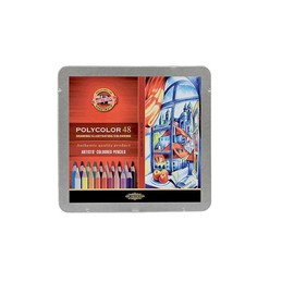 Koh-I-Noor Polycolor Drawing Pencil Set, 48 Assorted Colors in Tin, 1 Each (FA3826)