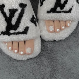 Nail Tip, Foot 24 Pieces, Foot Thumb Nail Sticker, White Nail Tip, Foot Tip, Cat Eye, For Autumn & Winter, Spring, Summer, Daily Life, Gel Nail Tip, Summer Nail, Summer, Wedding, Coming of Age