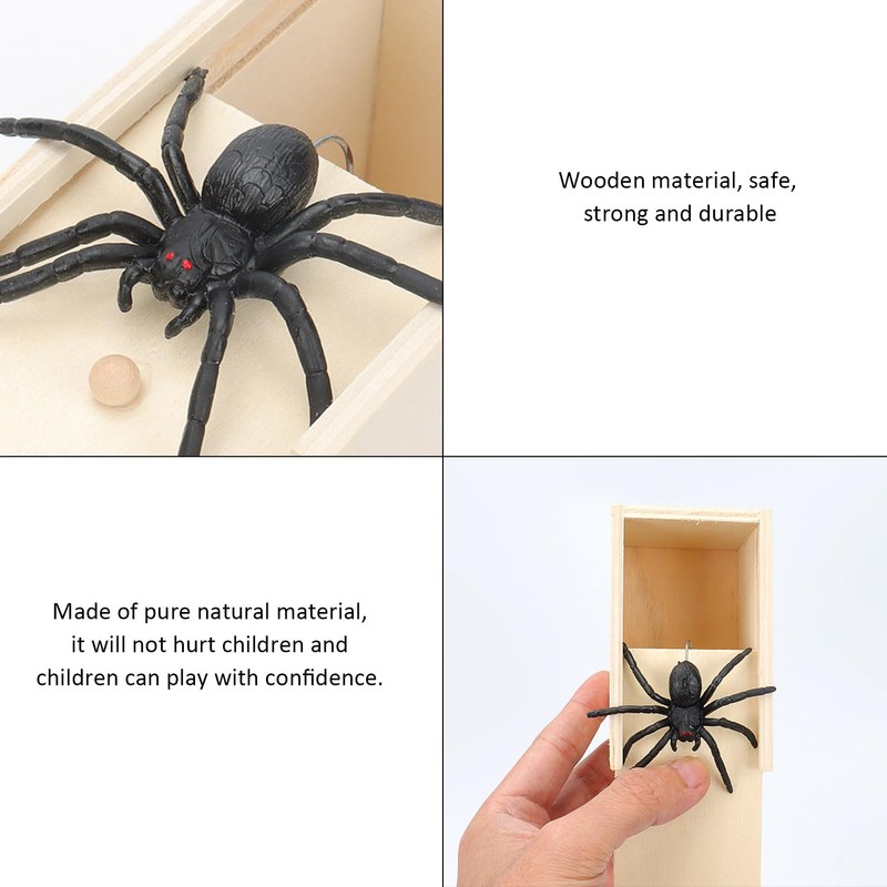 1 Piece Spider Prank Box, Handmade Spider Toy Box, Wooden