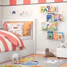 NATURE SUPPLIES Acrylic Bookshelf, Set of 4 Clear Acrylic Floating Shelves, Clear Shelves, Modern, Stylish and Durable Nursery Book Shelves for Books and Toys, Floating Bookshelves for Wall Display