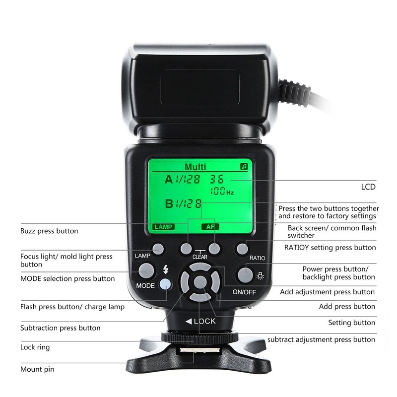 K&F Concept Speedlite Camera Flash TTL Compatible Macro Ring Flash