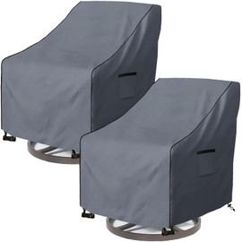 Dalema Outdoor Swivel Lounge Chair Cover 2 Pack,Heavy Duty 100% Waterproof Patio Swivel Chair Covers,Weatherproof Furniture Protective Cover for Lawn/Garden Swivel Chair(27.5"L x 32.5"W x 39"H,Grey)