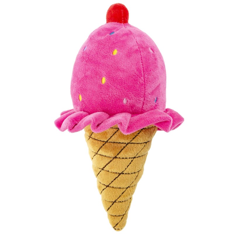 Plush Pet Toy 3 Assorted Ice Cream Cones with Squeakers