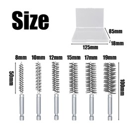 6 Pieces Stainless Steel Wire Brushes and 1 Piece Transparent Storage Box, Wire Brush Set, Cleaning Tools, Pipe Cleaning Brush, Stainless Steel Mini Brush, Stainless Steel Rust Removal Brush