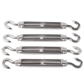 4Pcs Hook to Hook Turnbuckle Stainless Steel Hardware Kit for Cable Wire Rope Tension M6