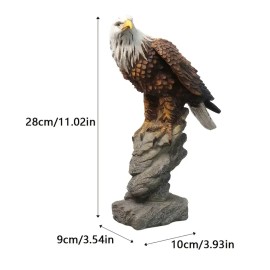 Lifelike Bald Eagle Resin Sculpture, Realistic Feather Texture&Yellow Beak,Majestic Bird Statue on Stone Base,Fierce Eyes SpreadColor: As picture, Size: One Size