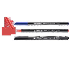 edding 1200 Felt-Tip Pens Fine - Black, Red, Blue - Pack of 3 Colourful Pens - Bullet Tip 1 mm - Felt Tip Pen for Drawing and Writing - for School, Mandala