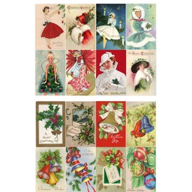 Decoupage Paper Pack (10sheets A4 / 8"x12") Vintage Christmas Bells Decorations Fairy FLONZ Vintage Ephemera