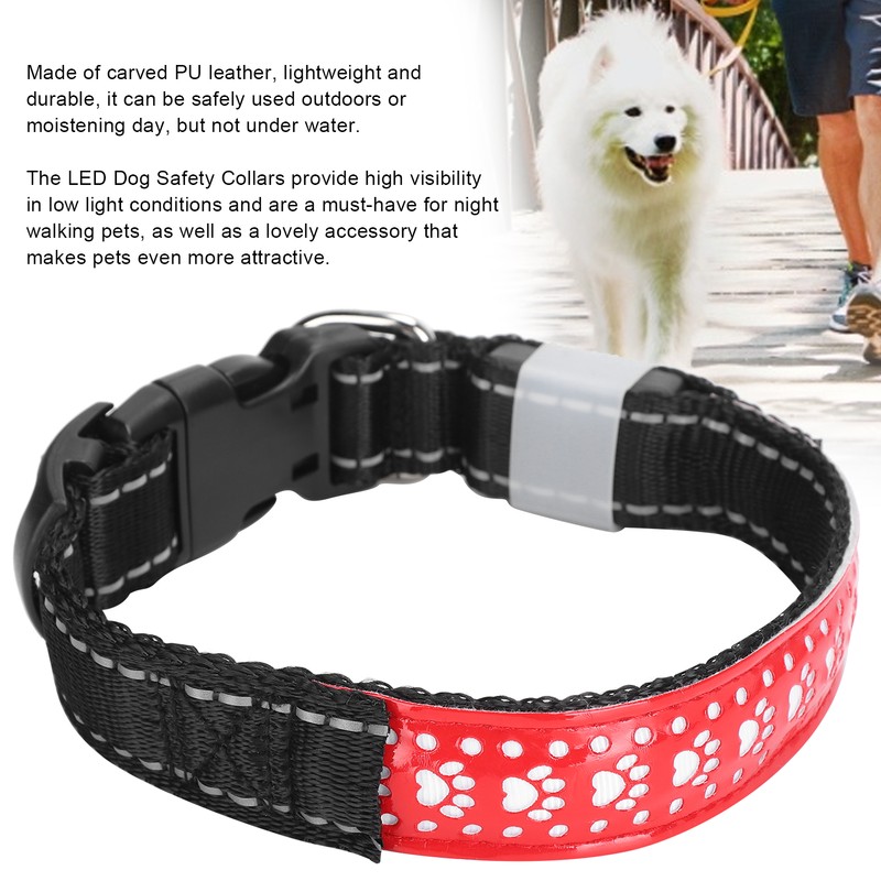 LED Pet Adjustable Collar USB Rechargeable Soft Dog Lighting Night