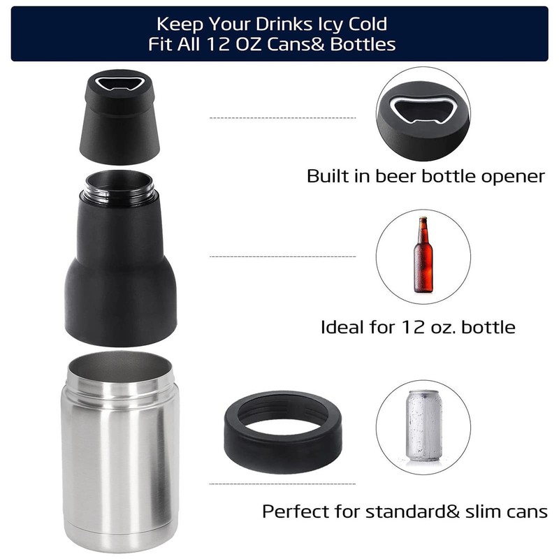 Beer Bottle and Can Cooler,Can Beer Bottle Insulators Holder,Vacuum Double