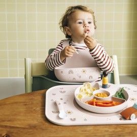 Mepal - Mio Baby Crockery Set - Includes Leak-proof Drinking Cup, Children's Plate with Dividers and Learning Spoon - Dishwasher Safe & BPA Free - 3-Piece Set - Sunshine & Rainbow