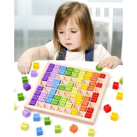 Morofme Wooden Montessori Maths Learning Board Toy 1 x 1 99 Multiplication Table Math Arithmetic Teaching Aid Wooden Calculation Board Children Learning Toy Counting Board Game