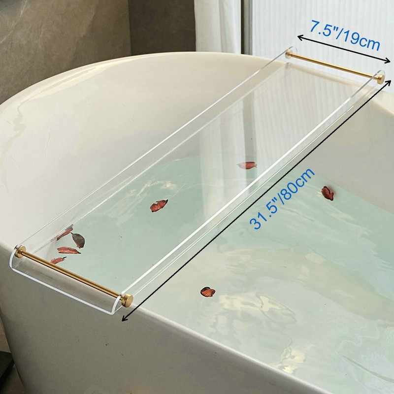 Acrylic Bathtub Tray Caddy, Clear Bath Shelf Tub Rack with