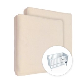 2X Jersey 100% Cotton Fitted Sheet for 140 x 70 cm Toddler Baby Cot Bed Mattress (Cream)