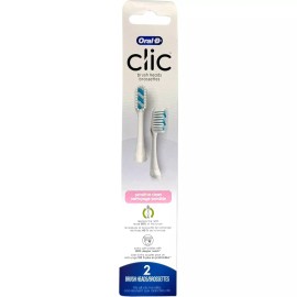 Oral-B Clic SENSITIVE Clean Replacement Toothbrush 2-Count Brush Heads White