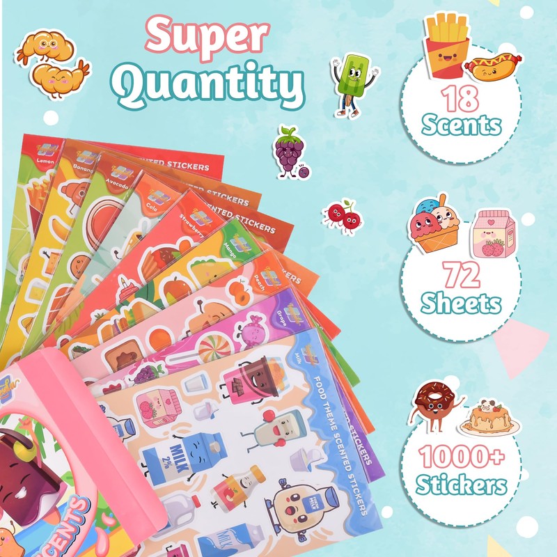 Tageenla Scratch and Sniff Stickers for Kids 1500+, Scented Stickers