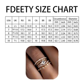 FDEETY Pack of 5 Women's Stackable Rings 14K Gold-Plated Cubic Zirconia Ring Hypoallergenic Stylish and Elegant Rings Suitable for Daily Life Party Wear, Zinc