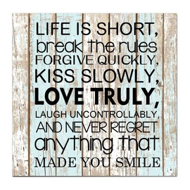 Life Is Short,Break The Rules Forgive Quickly Chinese Wooden Wall Plaques Interchangeable Welcome Porch Sign No Fading Beautiful Science Fiction For Sweet Sentiments 12X12 Inch