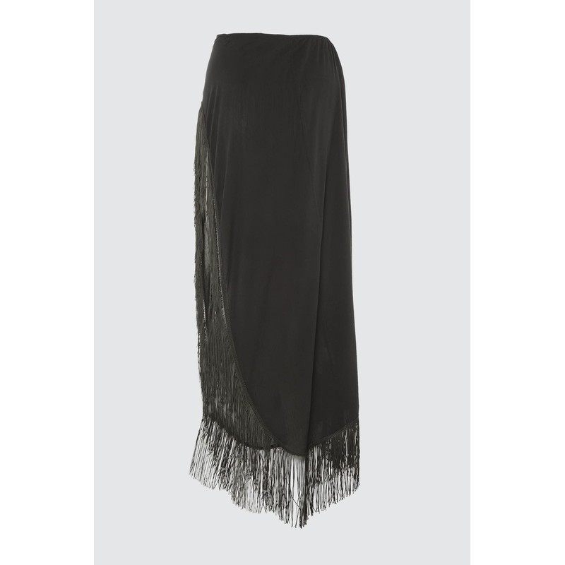 TRENDYOL Damen Quaste Viscose Sarong Rock Skirt, Schwarz, 42 EU