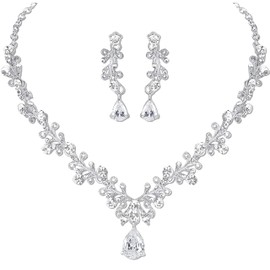 Zenith Goods Zirconia Tiara, Necklace, Earrings or Earrings Set, Includes Hairpin Included, Instruction Manual (English Language Not Guaranteed), coral