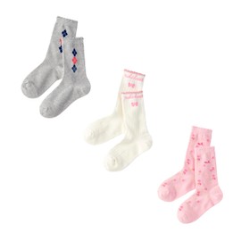 Miki House 14-9657-493 Socks Pack, Crew Length, Boys, Girls, Baby, Kids, Children's Clothes, Kindergarten Commute, School Commute, 3 Pairs, Pink