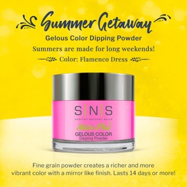 SNS Nail Dip Powder, Gelous Color Dipping Powder - Flamenco Dress (Pink) - Long-Lasting Dip Nail Color Lasts 14 Days - Low-Odor & No UV Lamp Required - 1 OZ