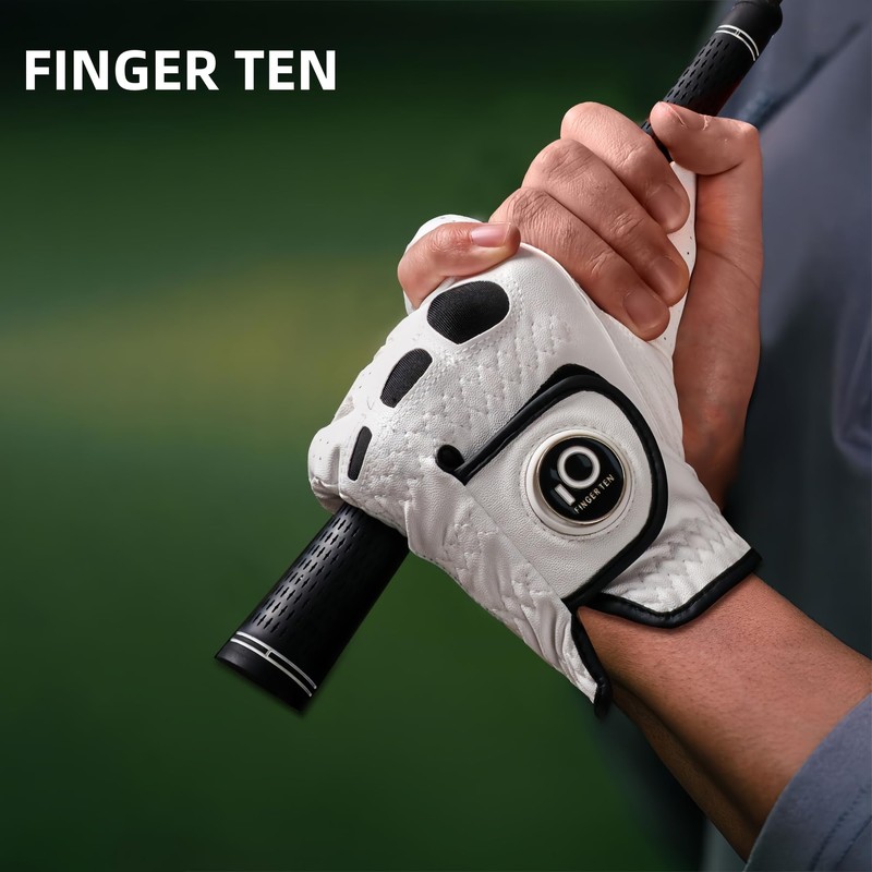 Men's Golf Gloves, Set of 2, Combination of Natural Leather