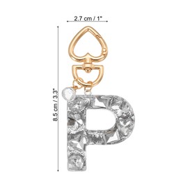 PATIKIL Alphabet Initial Letter Keychain, Cute Heart Crystal Keychains Car Keyring Letter P Pendant Charm Key Chain for Key Wallet Purse Handbag Backpack, Silver