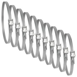 5" Inch Ducting Clamp - 10 Pieces of Adjustable Galvanized Steel Duct Hose Clamps with Worm Gear - Wide Diameter Range Fastener for Flexible Ducting (Pack of 10)