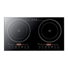 Double Induction Cooktop, Portable Induction Cooktop Electric Dual Induction Cooker Cooktop Digital Ceramic Black Crystal Panel Countertop Double Burner Safety 8 Gear Firepower 2400wï¼1200w+1200wï¼ 110V