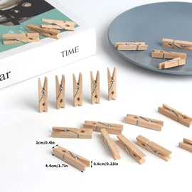CCINEE 50pcs Mini Wooden Cross Pins Wood Color 45mm Wood Clips Wood Clips Wood Pinch Wooden Cloth Pin Clothespins Clothespins for Pictures (45mm 50pcs)