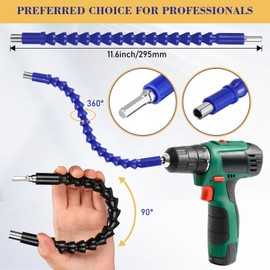 Leriton 8 Pcs Flexible Drill Bit Extension 1/4" 11.6 Inch Superbit Extensions for Drills Screwdriver Soft Shafts Magnetic Hex Soft Shaft Flexible Shaft Extension Bit for Universal Drill Connection